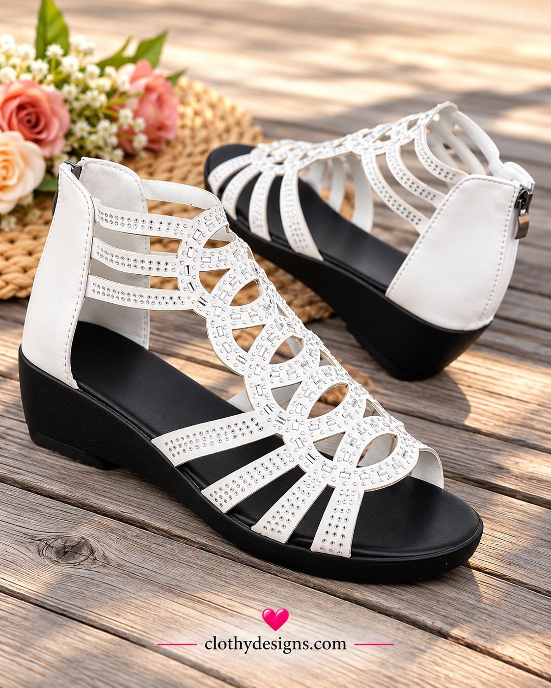 Women's Soft Leather Roman Sandals – Stylish Thick-Sole Wedge Shoes for Everyday Comfort
